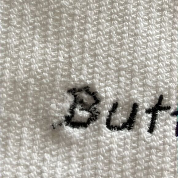 NEW flaws- Set of Gray and White 100% Cotton Embroidered Barmop Dishtowels - Picture 4 of 8